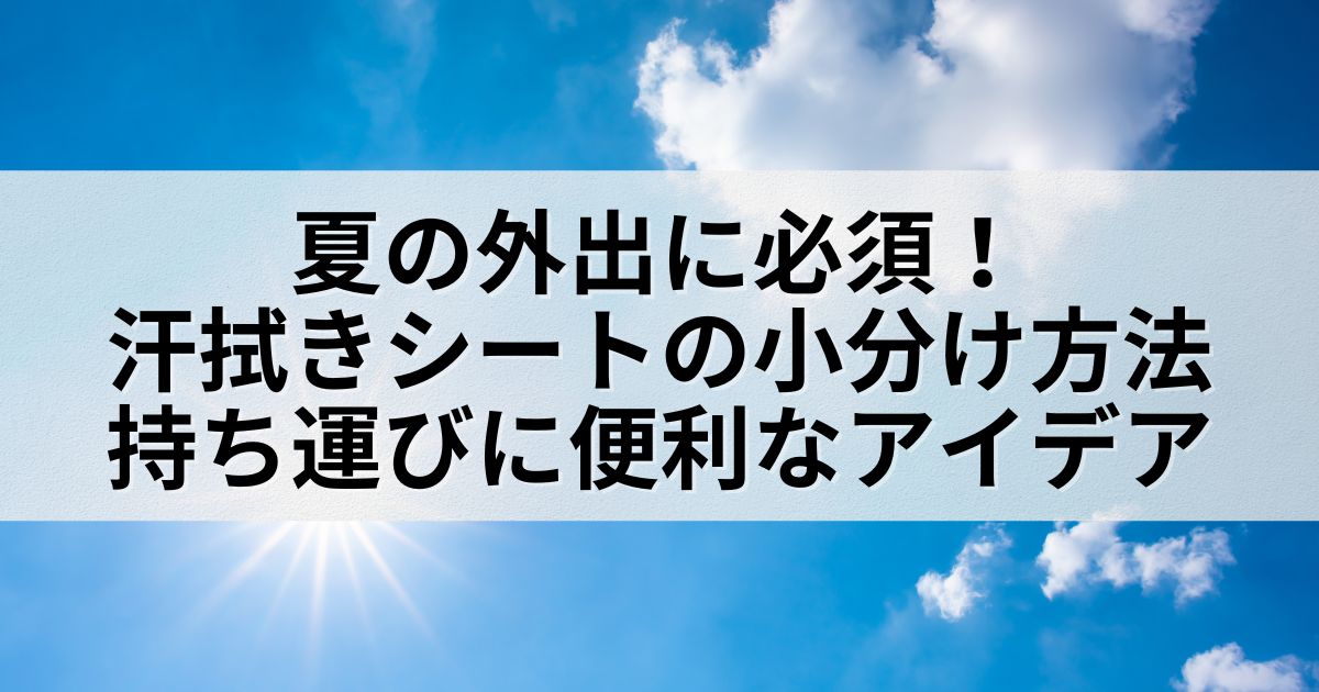 夏の外出に必須！汗拭きシートの小分け方法：持ち運びに便利なアイデア