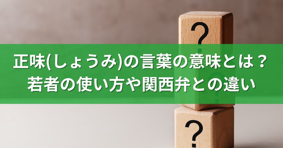 正味(しょうみ)の言葉の意味とは？若者の使い方や関西弁との違い